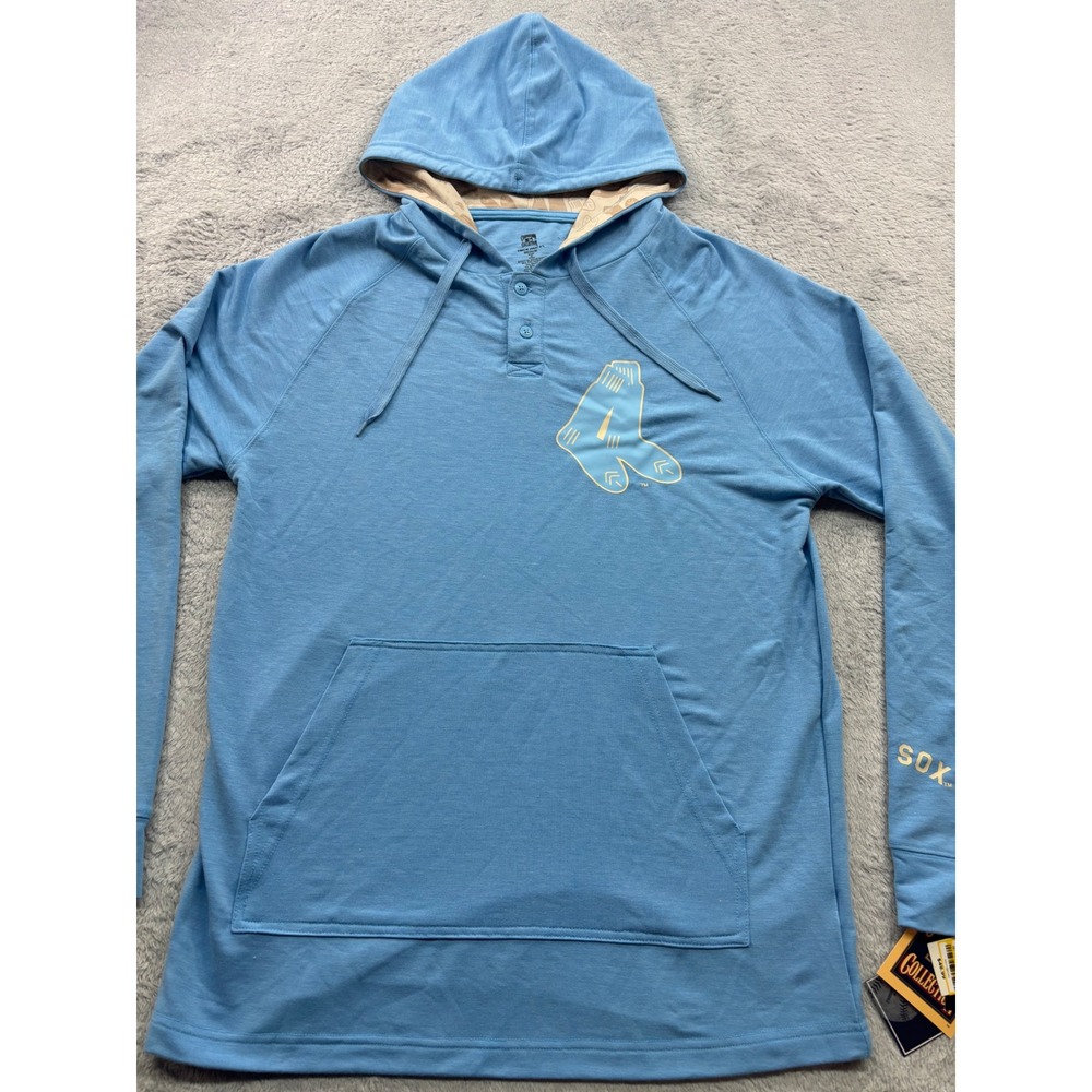Cooperstown Collection Boston Red‎ Sox Henley Hoodie Mens Medium Blue MLB New
